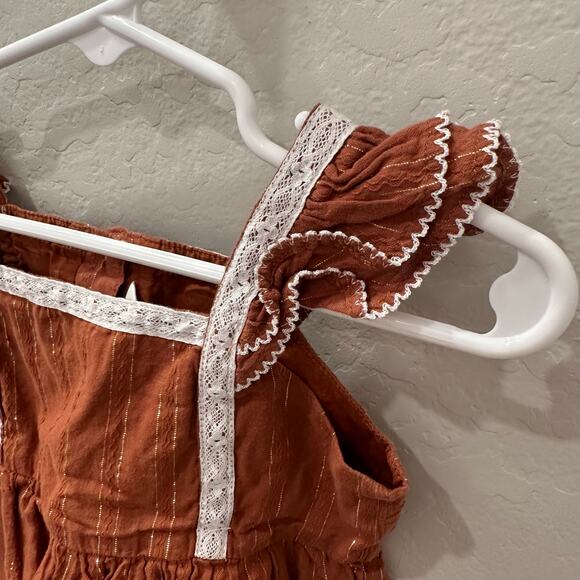 Janie and Jack Brown Lurex Ruffle Tank - Picture 2 of 8